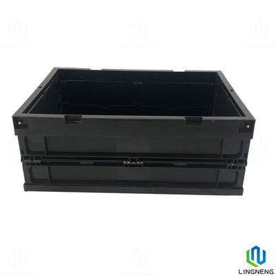 46L Blue Folding Crate Box Plastic Storage Stackable Bins Without Lid