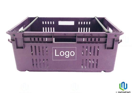 48L Plastic Fruit Vegetable Crates , Large Plastic Crates For Storage